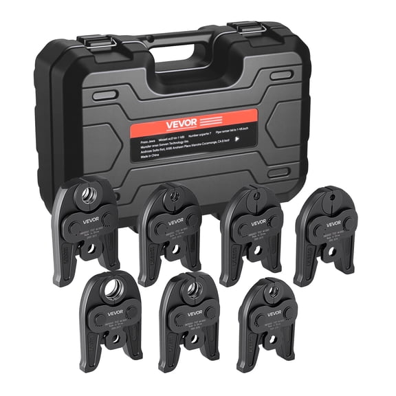 VEVOR 7PCS Pressing Jaws 1/4" to 1-1/8" for RLS Copper Pipes, Compatible with Standard Press Tools, Suitable for High Pressure HVAC/R Applications - with Case