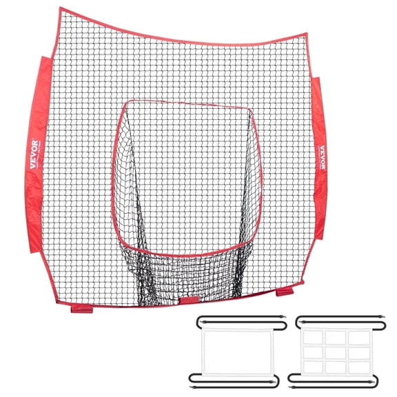 VEVOR 7x7 ft Baseball Softball Practice Net, Portable Baseball Training Net for Hitting Batting Catching Pitching, Backstop Baseball Equipment Training Aids with Strike Zone (Without framework)