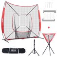 thumbnail image 1 of VEVOR 7x7 ft Baseball Softball Practice Net, Portable Baseball Training Net for Hitting Catching Pitching, Backstop Baseball Equipment with Bow Frame, Carry Bag, Strike Zone,Ball,Tee,Ball Collector, 1 of 9