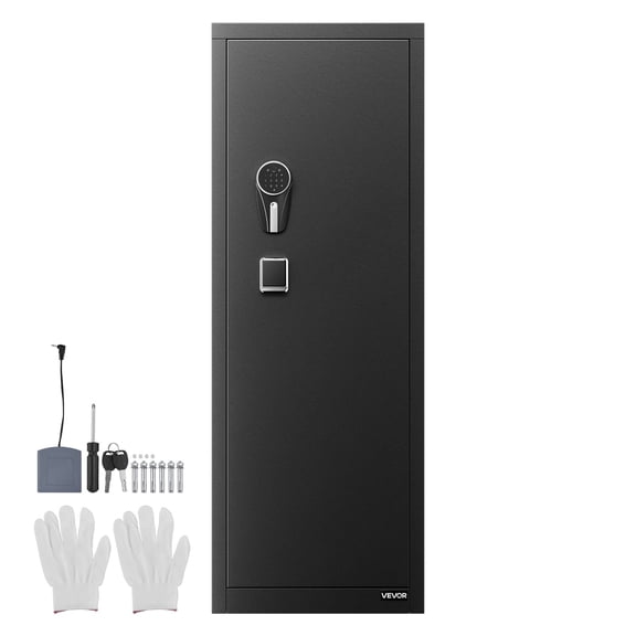 VEVOR 8-10 Gun Safe, Long Gun Cabinet for Rifles and Pistols, Quick Access Fireproof Rifle Safe with 3 Pistol Pockets and Adjustable Racks, Large Digital Cabinet with Fingerprint and Password Lock