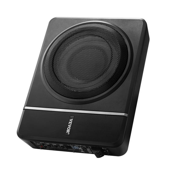 VEVOR 8" 240W Underseat Car Subwoofer, Slim Powered Car Subwoofers Under the Seat, Low Profile Audio Sub Built-in Amplifier, High/Low Level Input & Volume Controller for SUVs, Car, Truck, RV