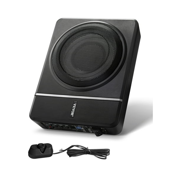 VEVOR 8" 240W Underseat Car Subwoofer, Slim Powered Car Subwoofers Under the Seat, Low Profile Audio Sub Built-in Amplifier, High/Low Level Input & Volume Controller for SUVs, Car, Truck, RV