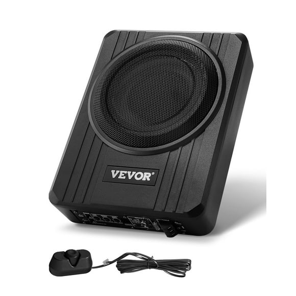 VEVOR 8" 400W Underseat Car Subwoofer, Slim Powered Car Subwoofers Under the Seat, Low Profile Audio Sub Built-in Amplifier, High/Low Level Input & Volume Controller for SUVs, Car, Truck, RV