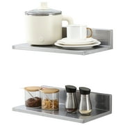 VEVOR 8.6" x 16" Stainless Steel Shelf, Wall Mounted Floating Shelving with Backsplash, 44 lbs Load Capacity Commercial Shelves, Heavy Duty Storage Rack for Restaurant, Kitchen, Bar, Home,and Hotel