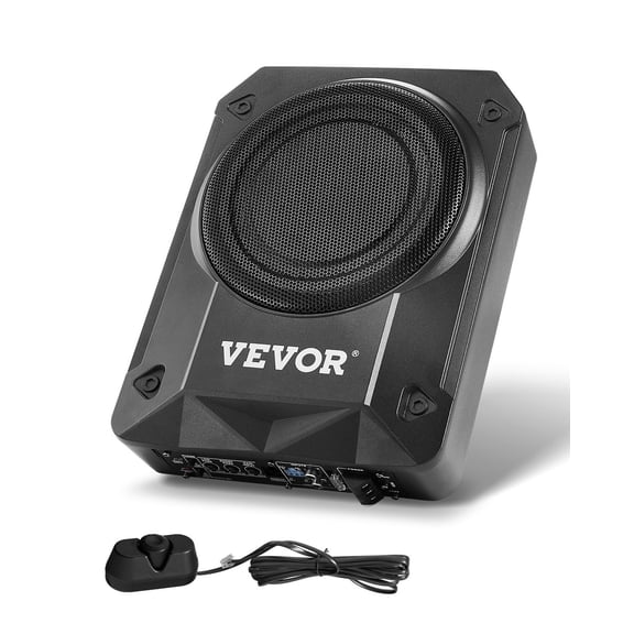 VEVOR 8" 800W Underseat Car Subwoofer, Slim Powered Car Subwoofers Under the Seat, Low Profile Audio Sub Built-in Amplifier, High/Low Level Input & Volume Controller for SUVs, Car, Truck, RV