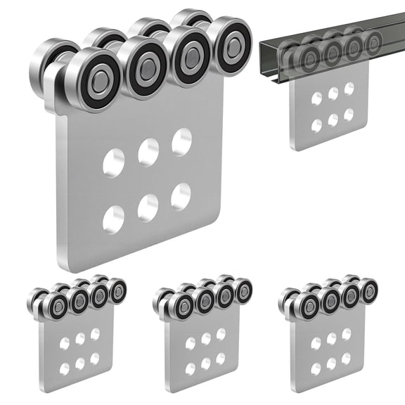 VEVOR 8 Wheel Trolley Assembly Rollers, 4 Pcs 3000 lbs Load, Dual Bearing Trolley Assembly for 1-5/8" Wide and All 1-5/8" or Taller Strut Channel, Heavy Duty Sliding Track System for Warehouse Garage