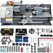 VEVOR 8" x 16" Luxury Version Metal Lathe 750W Precision Bench Top Mini Metal Milling Lathe Variable Speed 50-2500 RPM Nylon Gear with A Movable Lamp