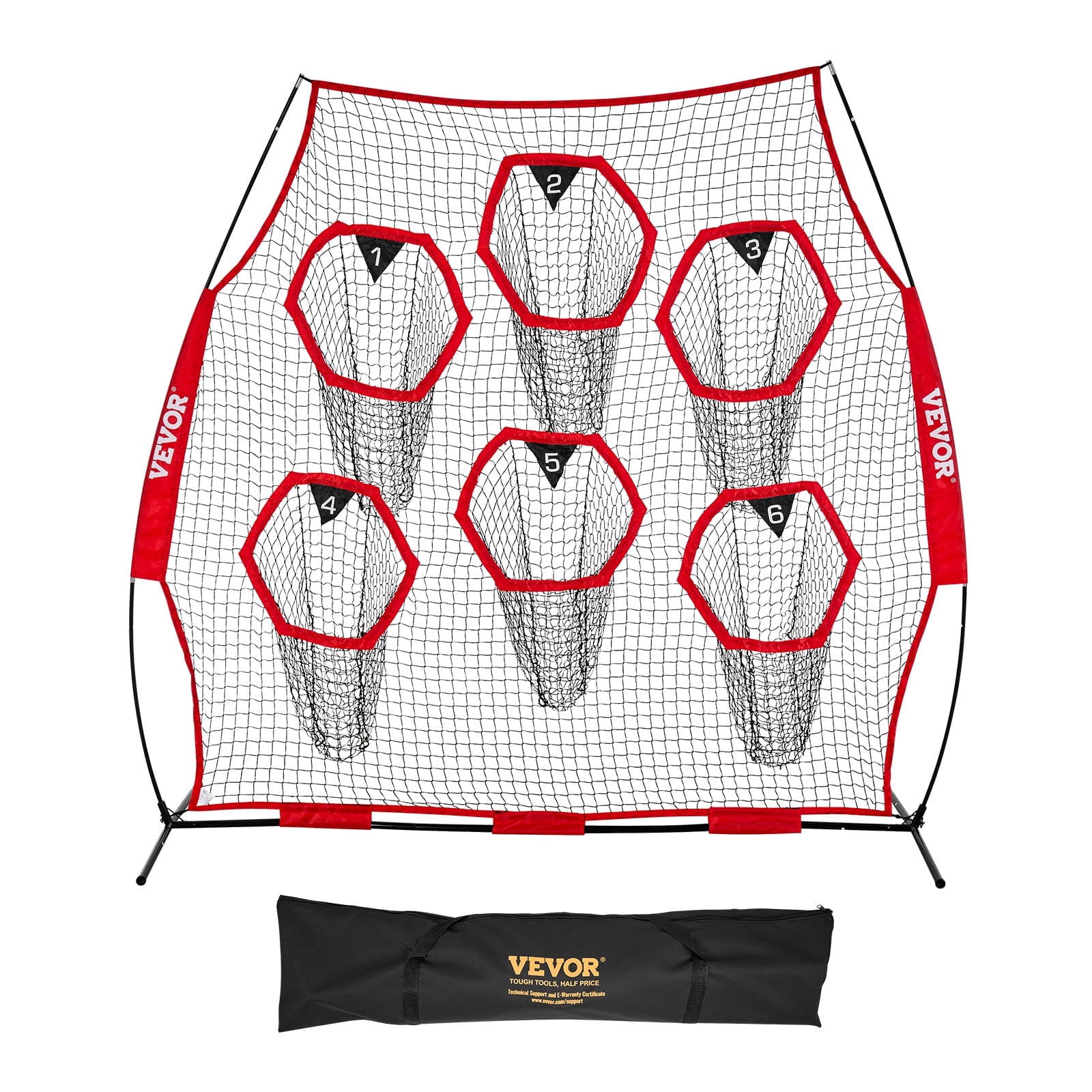 VEVOR 8x8 ft Football Throwing Net with 6 Targets, Portable Case ...