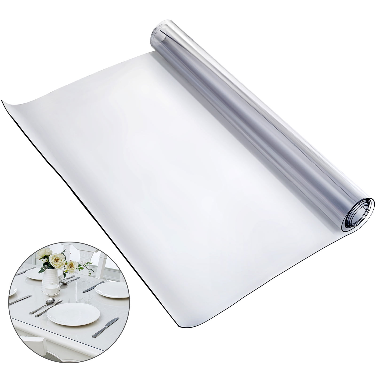 50 Inch Round New Clear Dining Room Tablecloth Dia PVC Plastic Table Cover  Protector Waterproof Heat Resistant Easy Clean Clear Vinyl Table Pad Mat