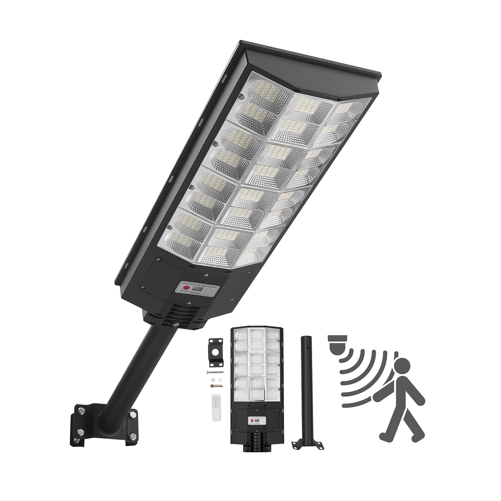 VEVOR 8000W Solar Street Light Outdoor, 450000LM, Commercial Parking Lot Light Dusk to Dawn, LED Flood Security Lamp with Motion Sensor, IP65 Waterproof Outdoor Lighting, for Driveway Yard, 1 Pack