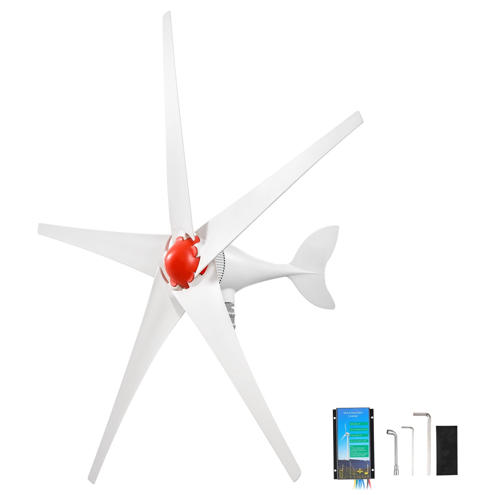 VEVOR 800W 12V Wind Turbine Generator, 5-Blade Wind Turbine Kit with Wind & Solar Hybrid Controller,Efficient 3-Phase AC Permanent Wind Power Generator for RV Boat Home Farm (Tower Pole Not Included)