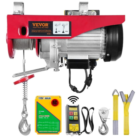 VEVOR 880lbs Wireless Remote Control Electric Hoist ,Electric Hoist with Remote Control 110 volt, 40ft/20ft Lifting Height Pure Copper Motor Attic Lift, for Garage Warehouse Factory