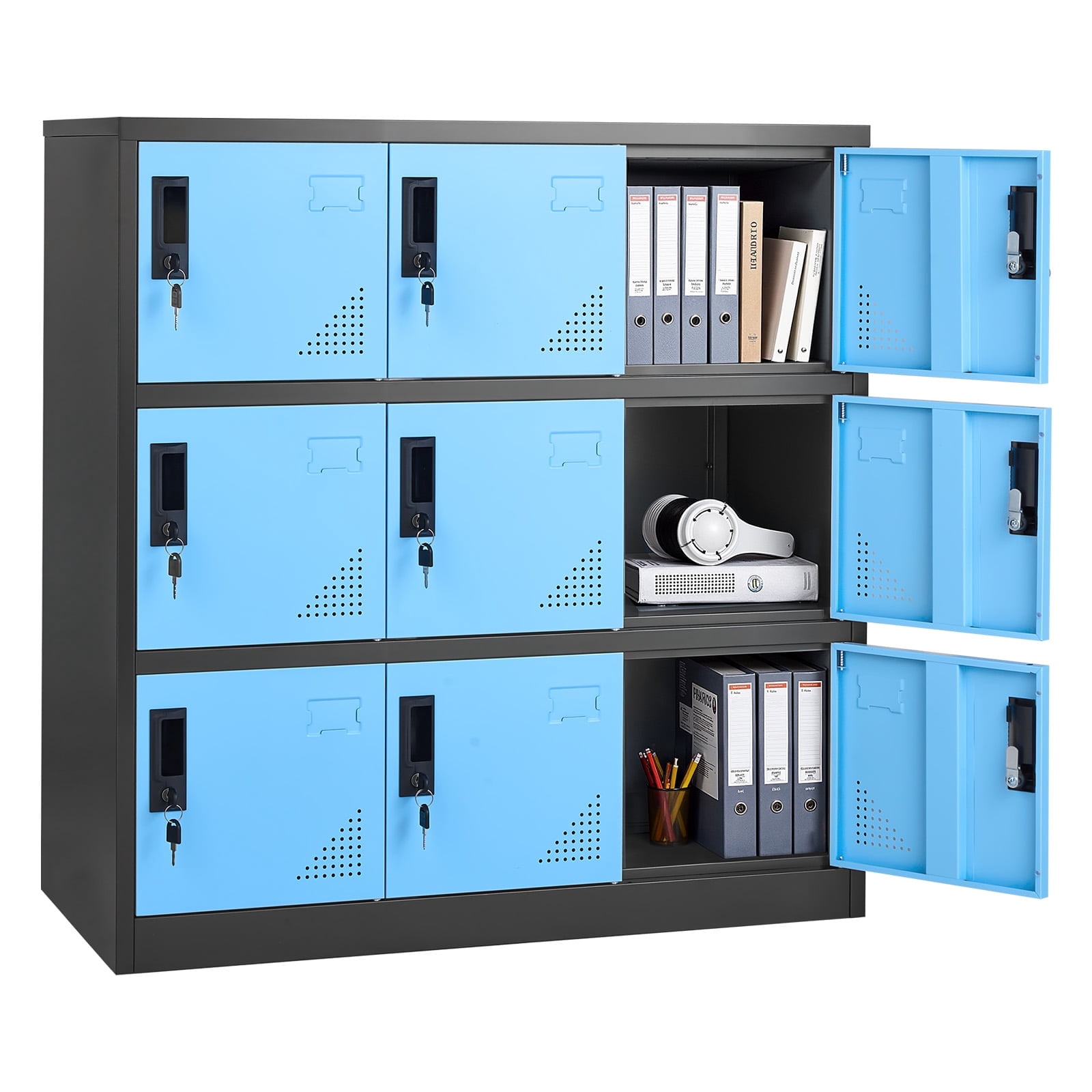 VEVOR 9 Doors Metal Locker, Lockable Steel Storage Cabinet, 66 lbs ...