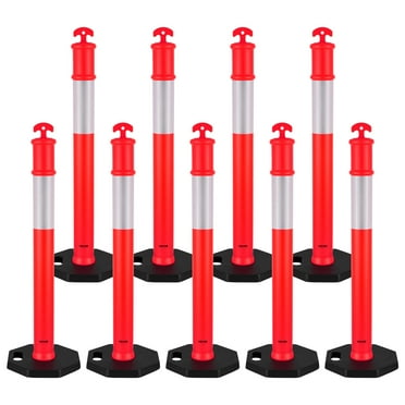 HiGiant 3-Pack 45" Traffic Delineator Posts With 10lb Weighted Base - Orange Safety Cones With Reflective Strips For Construction & Parking Lots
