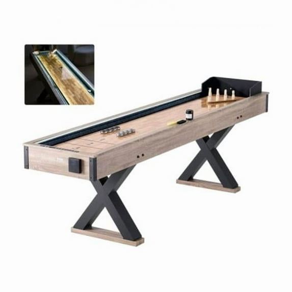 VEVOR 9 ft LED Shuffleboard Table 2 in 1 Shuffleboard and Bowling Combo Game Set