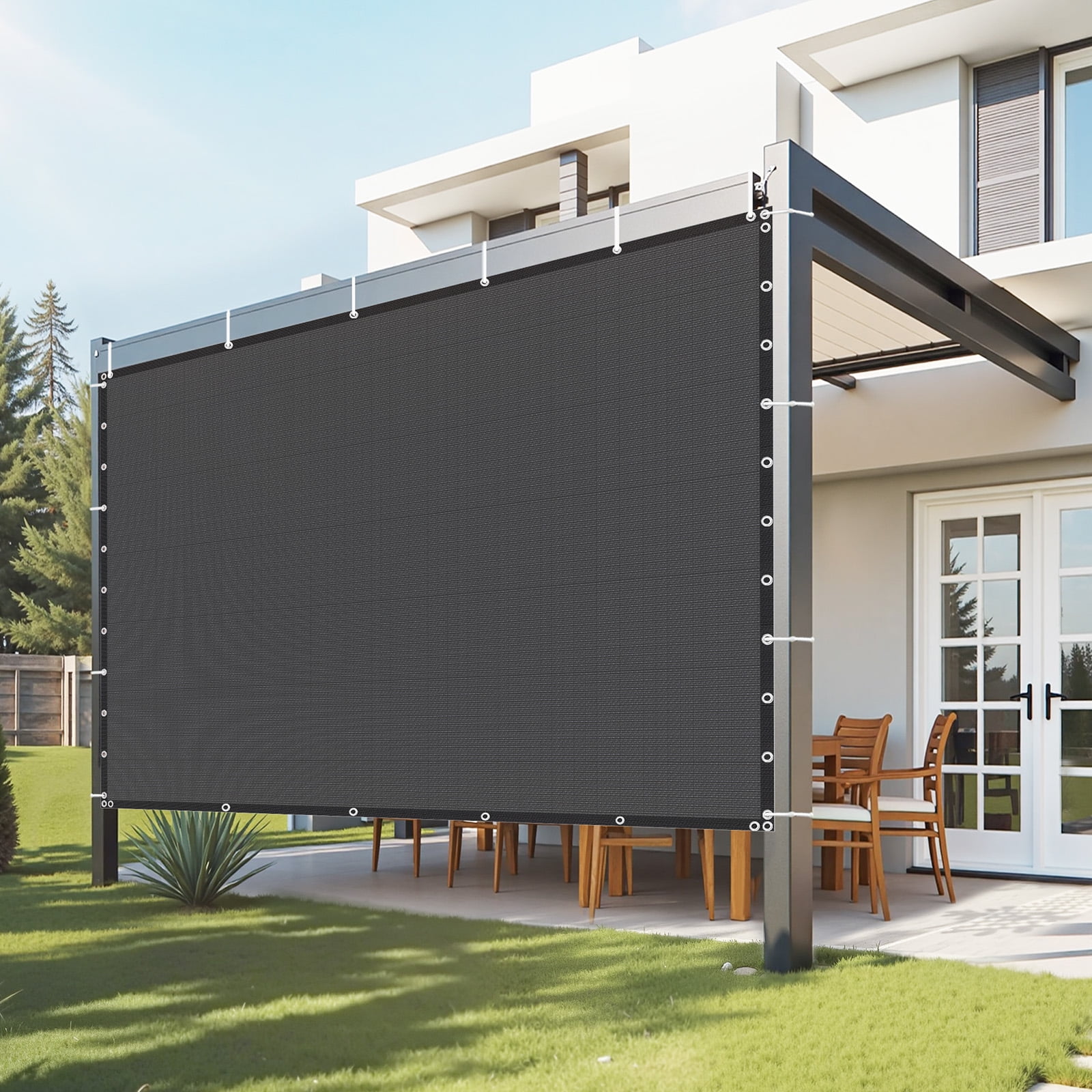 VEVOR 90% Sun Shade Cloth, 10 x 10 ft Pergola Shade Cover with Stainless Steel Grommets, Sun Shades Canopy Privacy Screen with 140 GSM HDPE Material, for Outdoor, Patio, Garden, and Backyard (Black)
