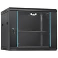 thumbnail image 1 of VEVOR 9U Wall-Mounted Server Network Cabinet, 15.5'' Depth, Secure Rack Enclosure, Supports up to 200 lbs, Features Lockable Glass Door and Side Panels, Ideal for IT and A/V Gear, 1 of 9