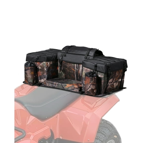 VEVOR ATV Rear Storage Bag, 68L ATV Rear Cargo Bag with Sponge Seat Cushion & Bottle Holder,600D Oxford Cloth Storage Rear Rack Seat Bag Fit Most ATVs with Rear Rack, Compatible with ATV, UTV, Can-Am