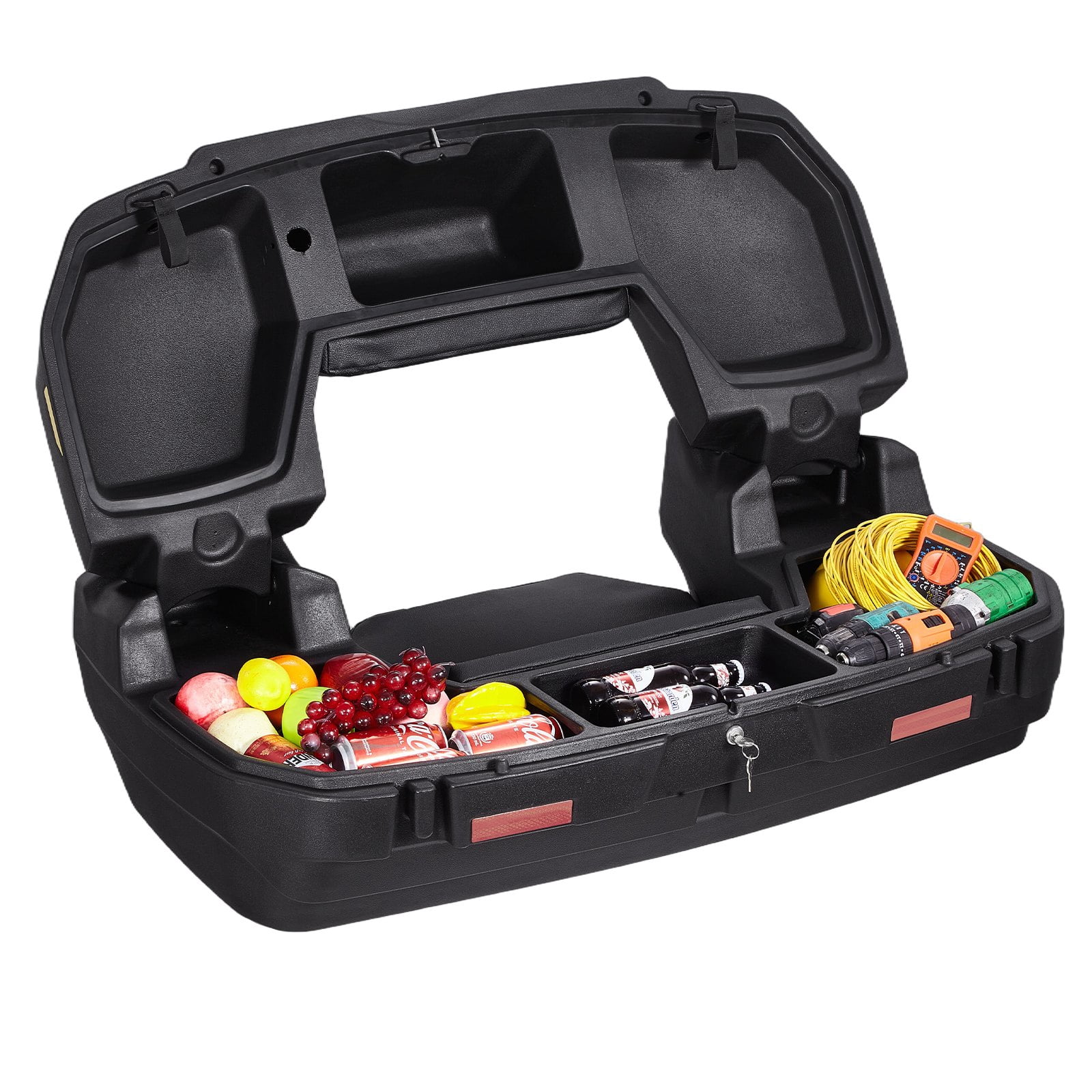VEVOR ATV Rear Storage Box, 95L Waterproof Cargo Box with Seat and ...