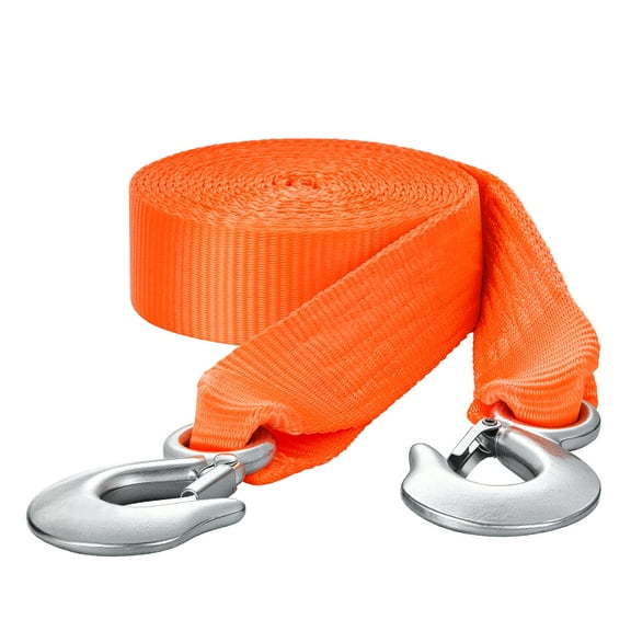 VEVOR ATV Tow Strap with Hooks, 2-inch x 20-foot, 17000 lbs Capacity, Durable Recovery Rope with Security Hooks for Trucks and Vehicles, Essential Towing Accessory for Roadside Assistance
