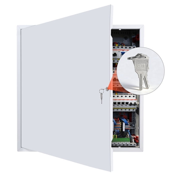 VEVOR Access Panel for Drywall, 25.2 x 25.2 in Galvanized Steel Access Door, Easy Install Hinged Service Panel with Key, for Ceiling Plumbing Electrical, 24.4 x 24.4 in Cutout Size, White
