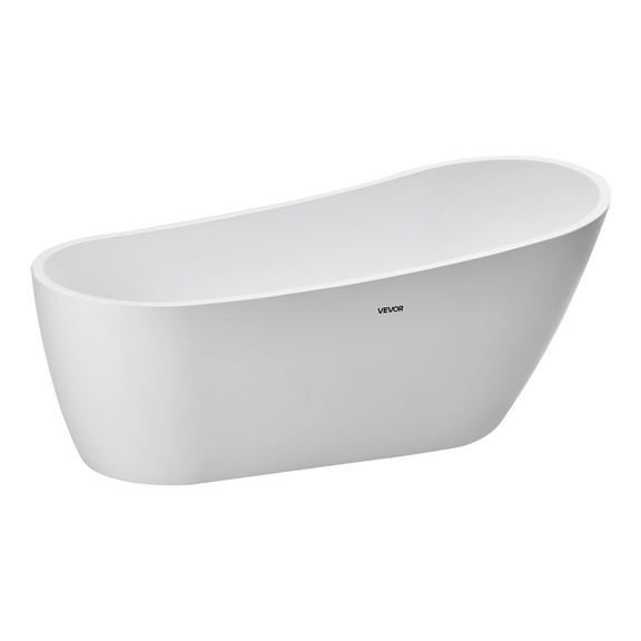 VEVOR Acrylic Freestanding Bathtub, 67 Inch Contemporary Soaking White Tub with Polished Chrome Overflow and Drain, Stand Alone Soaker Tub Elegant Oval Shape for Modern Bathroom or Remodel Projects