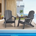 thumbnail image 1 of VEVOR Adirondack Chair Plastic, Set of 2 All-Weather Portable Folding Fire Pit Chair, Outdoor Adirondack Patio Chair with Cup Holder, with Relaxing Arm Rest Ergonomic, for Garden, Backyard - Gray, 1 of 9