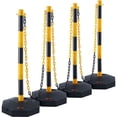 thumbnail image 1 of VEVOR Adjustable Traffic Delineator Post Cones,4 Pack,Traffic Safety Delineator Barrier with Fillable Base 8FT Chain, for Traffic Control Warning Parking Lot Construction Caution Roads, Yellow&Black, 1 of 9