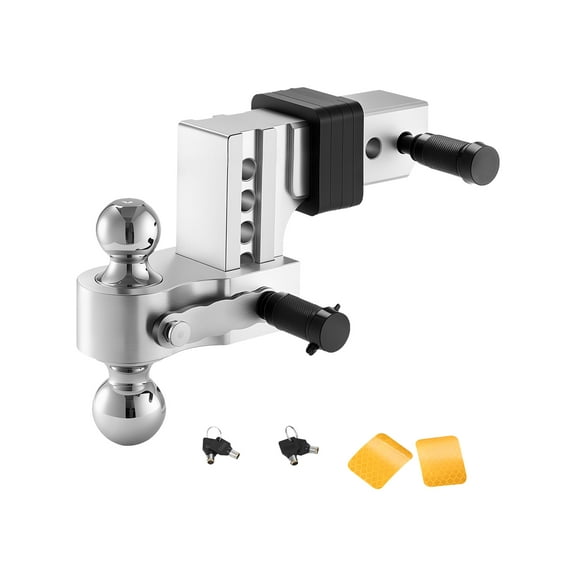 VEVOR Adjustable Trailer Hitch, 4-Inch Drop Hitch Ball Mount, Fit 2.5-Inch Receiver, Heavy Duty Aluminum Alloy Tow Hitch with 2" & 2-5/16" Balls, 18500 lbs GTW, Receiver Hitch with Anti-theft Pin