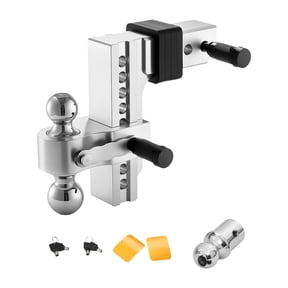 Adjustable Tow Hitch For 2.5" Receiver - 2 Ball Hitch With 6-Inch Drop/Rise, 18,500 Lbs GTW, Aluminum