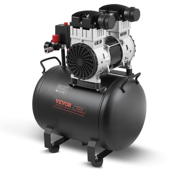 VEVOR Air Compressor, 10 Gallon Steel Tank, 2HP 5.3 CFM@90 PSI Oil Free Air Compressor & Max. 125PSI Pressure, 78dB Ultra Quiet Portable Compressor, for Auto Repair, Tire Inflation, Spray Painting