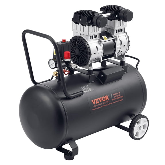 VEVOR Air Compressor, 15 Gallon Steel Tank, 2HP 5.3 CFM@90 PSI Oil Free Air Compressor & Max. 125PSI Pressure, 78dB Ultra Quiet Portable Compressor, for Auto Repair, Tire Inflation, Spray Painting