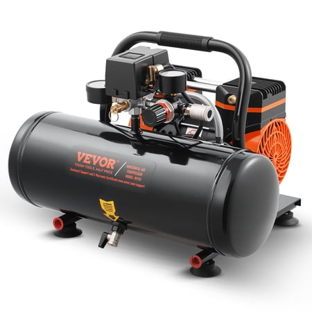 VEVOR Air Compressor, 2 Gallon Steel Tank, 1HP 2.1 CFM 8bar Oil Free Air Compressor & Max. 120PSI Pressure, 81dB Ultra Quiet Portable Compressor, for Auto Repair, Tire Inflation, Spray Painting