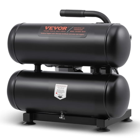 VEVOR Air Compressor, 4.6 Gallon Steel Tank, 1HP 2.2 CFM@90 PSI Oil Free Air Compressor & Max. 120PSI Pressure, 80dB Ultra Quiet Portable Compressor, for Auto Repair, Tire Inflation, Spray Painting