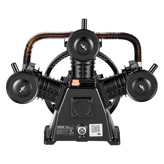 VEVOR Air Compressor Pump Head, 4HP 11.3CFM, 3-Cylinder Oil Lubricated Air Compressor Pump Head, Single Stage Cast Iron Replacement Head with Max 145PSI Pressure for Woodworking Auto Repair