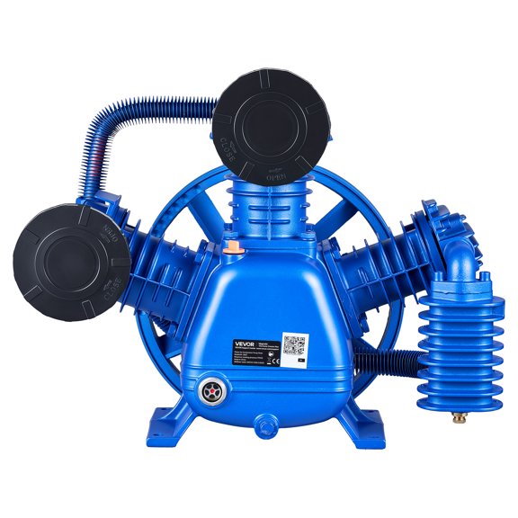 VEVOR Air Compressor Pump Head, 5HP 14.9CFM, 3-Cylinder Oil Lubricated Air Compressor Pump Head, Dual Stage Cast Iron Replacement Head with Max 175PSI Pressure for Woodworking Auto Repair