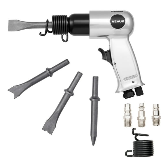 VEVOR Air Hammer, 4500BPM Pneumatic Hammer with 1.57-inch Stroke & 4PCS Chisels Round Shank, Lightweight & Compact Air Chisel Pneumatic Shovel Tool for Cutting Punching Scraping