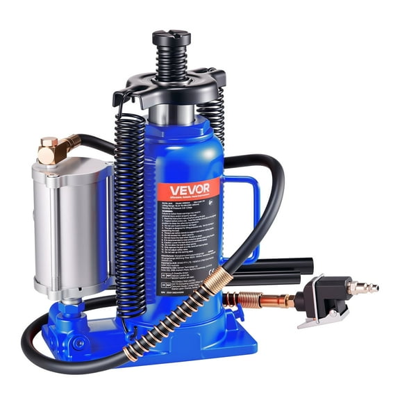 VEVOR Air Hydraulic Bottle Jack, 20 Ton (44092 lbs) Capacity, 10.2-19.5 Inch Lifting Range, Pneumatic/Manual Heavy Duty Welded Bottle Jack with Pump