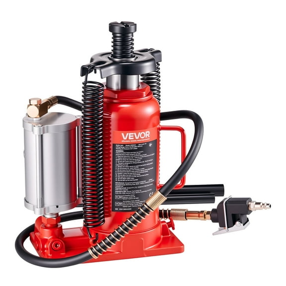 VEVOR Air Hydraulic Bottle Jack, 20 Ton (44092 lbs) Capacity, 10.2-19.5 Inch Lifting Range, Pneumatic/Manual Heavy Duty Welded Bottle Jack with Pump