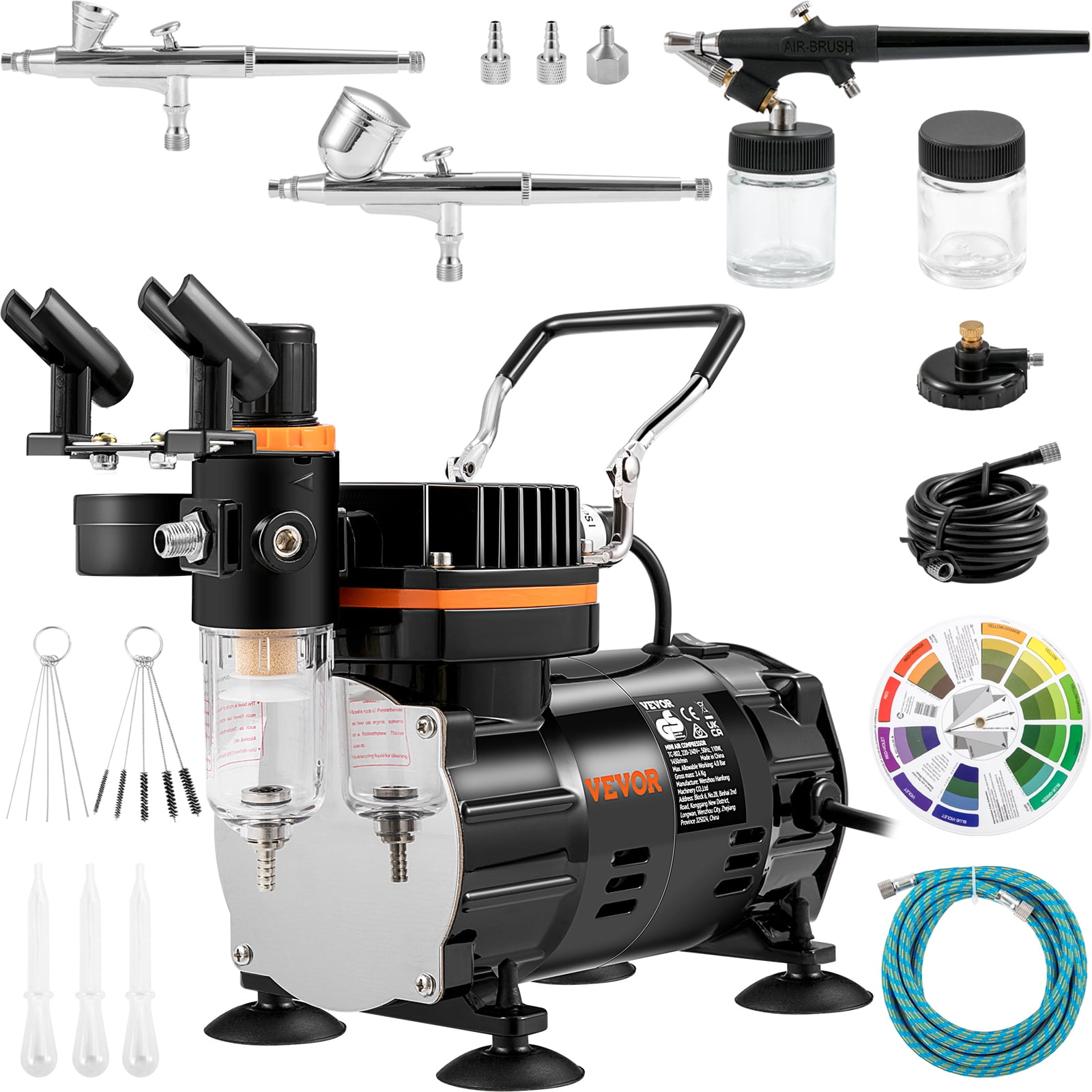 VEVOR Airbrush Kit, Professional Airbrush Set with Compressor, Airbrushing  System Kit with Multi-purpose Dual-action Gravity Feed Airbrushes, Art Nail