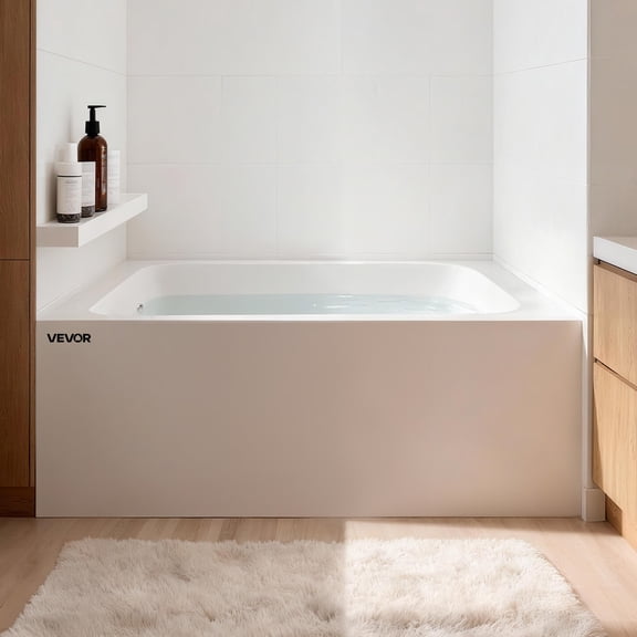 VEVOR Alcove Bathtub, 48" x 30" Contemporary Alcove Acrylic Bathtub, Soaking Bath Tub with Left Hand Drain and Overflow Hole, Large Rectangular Deep Soak Tub for Bathroom with Integral Flange, White
