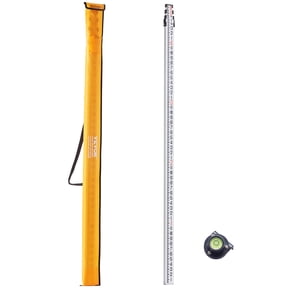 VEVOR Aluminum Grade Rod,16-Feet/8ths 4 Sections Telescopic Measuring Rod,Double-Sided Scale 1/8in Leveling Rod Stick,Aluminum Alloy Survey Rod with Bubble Level &Carrying Bag for Houses,Walls,Floors