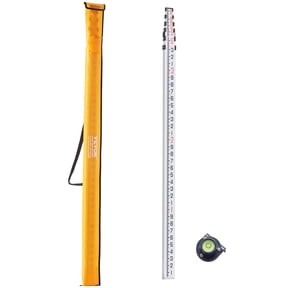 VEVOR Aluminum Grade Rod,18-Feet/10ths 6 Sections Telescopic Measuring Rod,Double-Sided Scale 1/10ft Leveling Rod Stick,Aluminum Alloy Survey Rod w/ Bubble Level &Carrying Bag for Houses,Walls,Floors