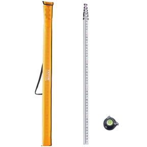 VEVOR Aluminum Grade Rod,25-Feet/10ths 6 Sections Telescopic Measuring Rod,Double-Sided Scale 1/10ft Leveling Rod Stick,Aluminum Alloy Survey Rod w/ Bubble Level &Carrying Bag for Houses,Walls,Floors