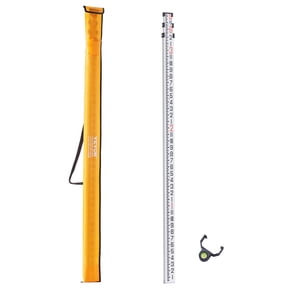 VEVOR Aluminum Grade Rod,9-Feet/8ths 3 Sections Telescopic Measuring Rod,Double-Sided Scale 1/8in Leveling Rod Stick,Aluminum Alloy Survey Rod with Bubble Level &Carrying Bag for Houses,Walls,Floors