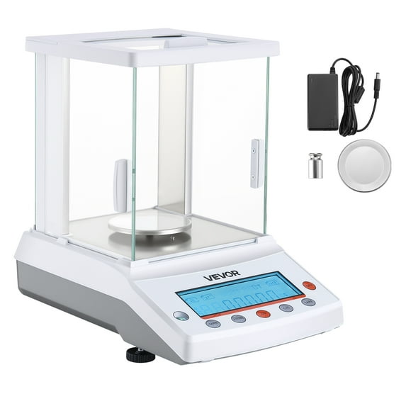 VEVOR Analytical Balance,120 g x 0.1 mg, 0.0001 g High Precision Accuracy Lab Scale,g/oz/ct/mg 4 Units Electronic Digital Analytical Balance with Glass Draft Shield,for Laboratory Jewelry Pharmacy