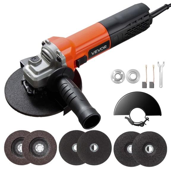 VEVOR Angle Grinder, 6" Electric Grinder Power Tool, 1400W13Amps 10000RPM Corded Angle Grinders with 2 Cutting Wheels, 2 Grinding Wheels & 2 Flap Discs for Metal Grinding, Cutting, Rust Removal
