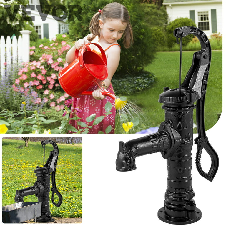 VEVOR Antique Hand Water Pump 14.6 x 5.9 x 25.6 inch Pitcher Pump w/Handle  Cast Iron Well Pump w/ Pre-set 0.5 Holes for Easy Installation Old Fashion  Pitcher Hand Pump for Yard