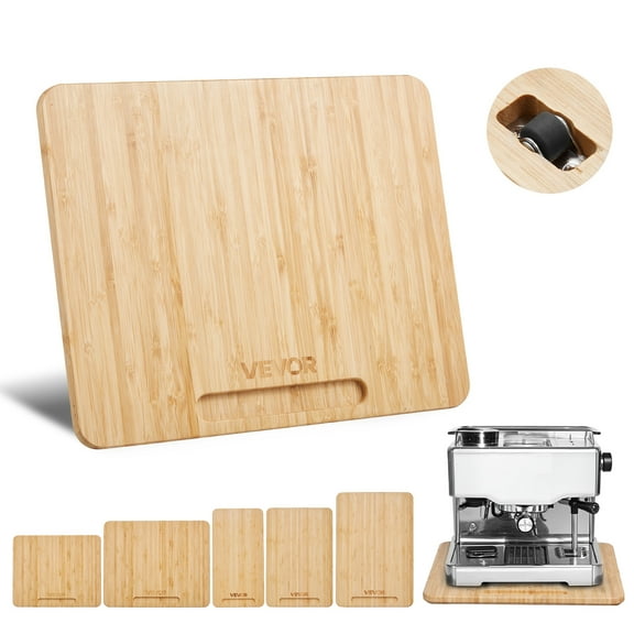 VEVOR Appliance Slider, Small 10.5 x 13-inch, Rolling Sliding Tray with Rubber Wheels & Hollow Handle, Easy to Clean, Appliance Rolling Tray for Coffee Maker, Kitchen Countertop, Natural Wood