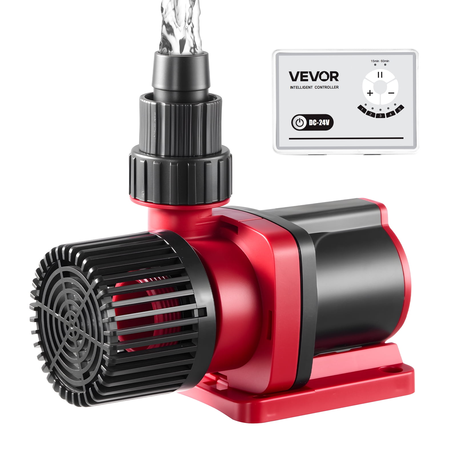 VEVOR Aquarium 24V DC Water Pump, 60W,1750 GPH Marine Wavemaker Return Pump with Controller,Adjustable Flow, Feed Mode,16 ft Maximum Lift,for Saltwater Freshwater Fish Tank Sump Pond Circulation